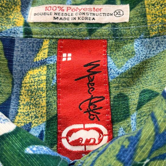 Marc Ecko XL Hawaiian Print Shirt Green - Picture 4 of 7